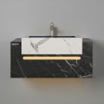 روشویی سرامیکی یکپارچه مدل V100LP (نسخه بدون کشو با برش نور خطی)