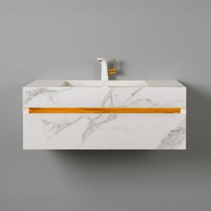 روشویی سرامیکی دیواری کشودار مدل W140C - نمای روبرو