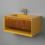 روشویی سرامیکی یکپارچه مدل W323 (دیواری کشودار با شلف باز) - تصویر 2